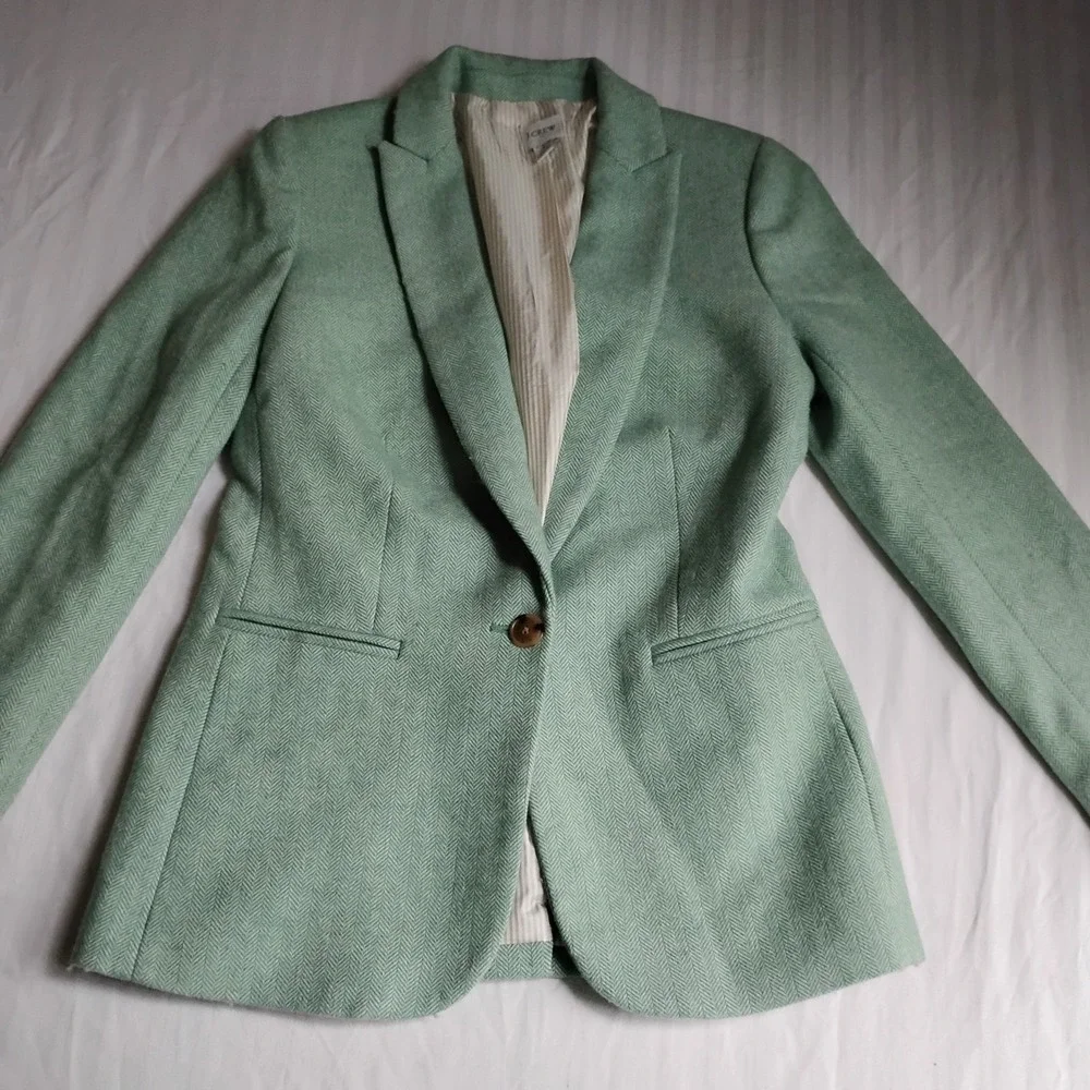 J. Crew Mint Green Tailored Single-Button Blazer